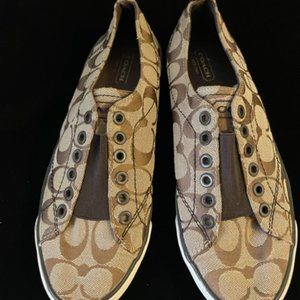 Coach signature logo canvas slip-on sneakers